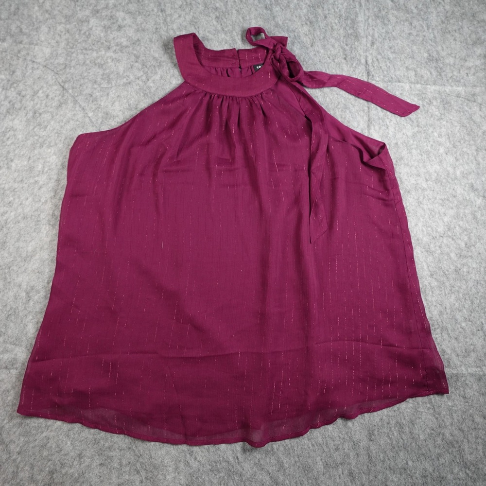 Torrid Top Womens 1X Purple Halter Neck‎ Bow Tie Shimmer Sleeveless Chiffon